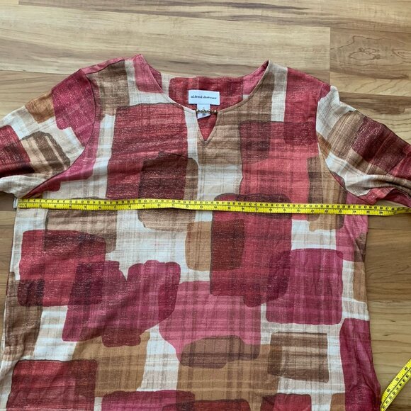 Alfred Dunner Mulberry Street 3/4 Sleeve Red Gold Multicolor Metallic XL Top NWT - Picture 2 of 11